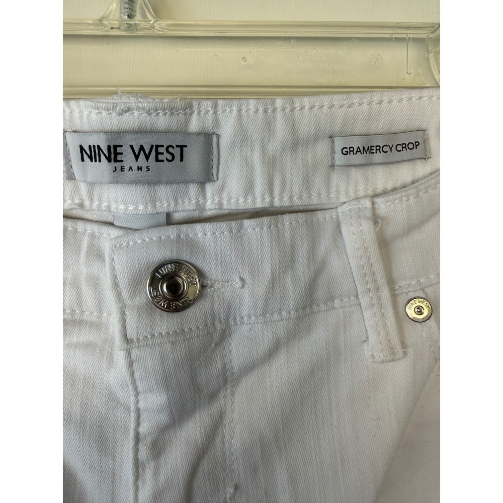 Nine West Women's Gramercy Crop Jeans flat front sz 14 white beach shower party - Picture 2 of 6